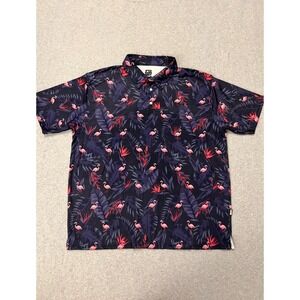 Greater Half Golf Polo Shirt Men's XXL Flamingo AOP Stretch Wicking Performance